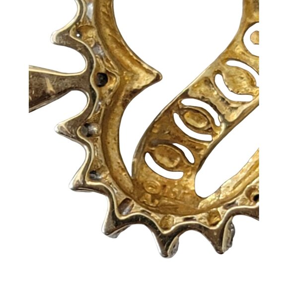 10K Yellow Gold Y2K 2000 Heart Diamond Pendant Chain Necklace 16.5" Long, E859 - Picture 7 of 10